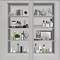 Modern Decorative Ornament Combination With Books Vases Starfish And Lighting On White Shelves
