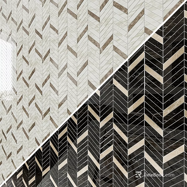 Herringbone Pattern Tiles Featuring Light And Dark Color Combination Design 3d model