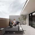 Modern Villa Balcony Design With Mountain View Green Plants And Outdoor Seating
