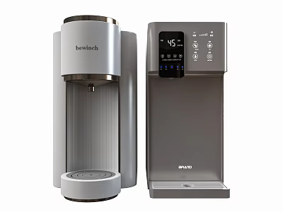 White Benchtop and Silver BRANDO Water Dispensers with Temperature Display and Modern Design 3d model