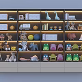 Modern Multi Shelf Bookcase With Books Toys Decorations And Built In Lighting