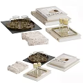 Modern Decorative Ornament Set With Trays Glass Cups Stacked Books And Stone Decor