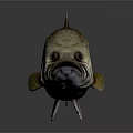 Bass Fish With Detailed Scales And Fins On Gray Smooth Surface With Reflection