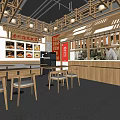 Traditional Chinese Restaurant Interior With Wooden Decor Dining Area And Menu