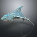 Iridescent Teal Aquatic Animal With Streamlined Body Unique Fins And Dark Background Reflection