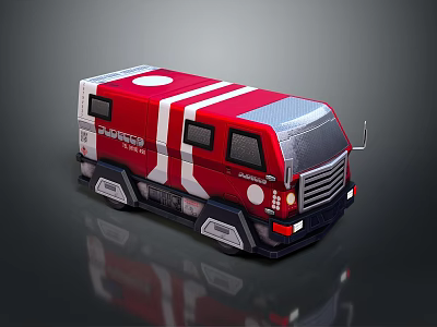 Red And White Ambulance With Modern Stylish Design Windows And Wheels 3d model