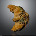 Flaky Croissant With Green Filling On Dark Background Shiny Surface