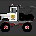 Cartoon Police Monster Truck With Flashing Lights Large Wheels And Logo