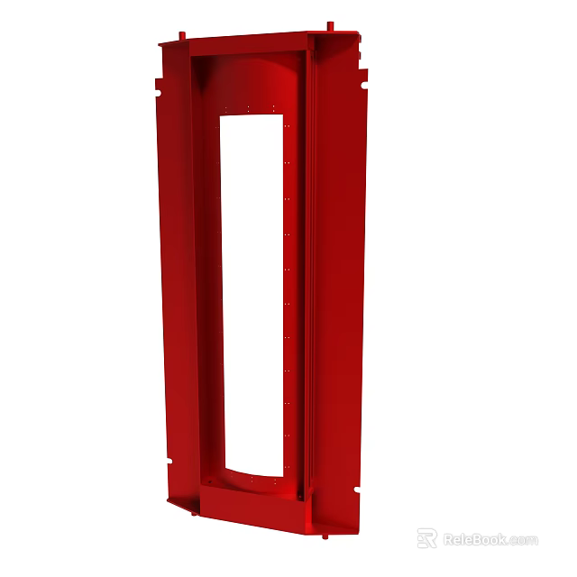 Red Door Frame With Rectangular Opening And Sturdy Practical Design For Home Use 3d model
