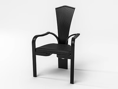 Black Modern Leisure Chair With Armrests And Vertical Slat Back Design 3d model