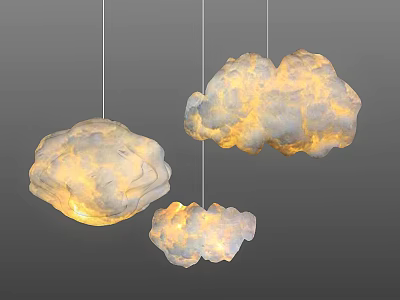 Soft Glowing Cloud Shaped Pendant Lights With Multiple Sizes For Modern Home Decor 3d model
