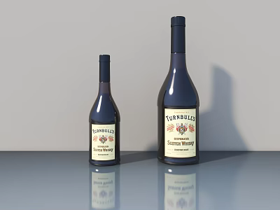 Fontainebleau Sauternes Wine Bottles Large And Small Display On Gray Table 3d model