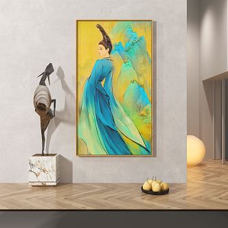 New Chinese Figure Painting Abstract Decorative Painting 3d model