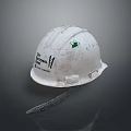 Fitzgerald Construction Worn Safety Helmet With Green Mark And Dirty Surface