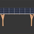 Solar Panel Array Setup With Blue Cells And Orange Support Legs