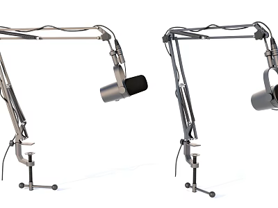 Adjustable Metal Microphone Stands With Flexible Arms And Stable Base 3d model