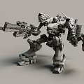 Futuristic Mech Robot Game Movie Character With Heavy Machine Gun And Detailed Armor