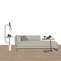 Modern Chaise Lounge Interior Design with Soft Pillows Floor Lamp and Side Table 3d model