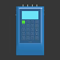 Handheld Blue Commercial Equipment Featuring Digital Display Keypad Controls And Interface Ports 3d model