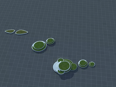 Garden Landscape Design With Circular Green Lawn Areas And Layered Layout 3d model
