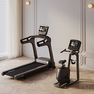 Modern treadmill fitness equipment combination spinning 3d model