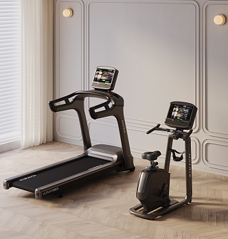 Modern treadmill fitness equipment combination spinning 3d model