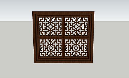 Chinese-style openwork window 3d model