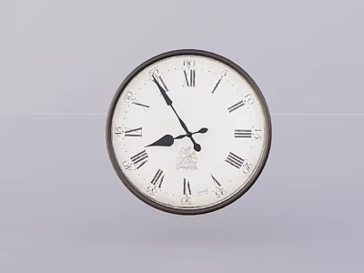 Vintage Round Wall Clock With White Dial And Roman Numerals Design 3d model
