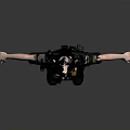 3D Model Of Female Police Officer In Uniform With Badge Utility Belt And Arms Outstretched