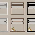 Modern Wall Mounted Kitchen Shelves in White Brown Black With Decorative Vases and Yellow Flowers