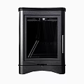 Black Freestanding Fireplace With Glass Door And Modern Interior Design