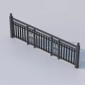 Sleek Modern Black Metal Railing With Vertical Slats And Decorative Posts