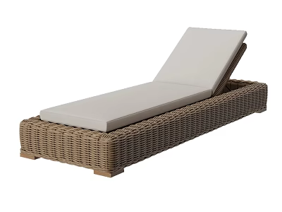 Brown Wicker Lounge Chair with White Cushion for Outdoor Use and Modern Design 3d model