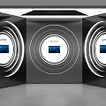 Tech Inspired Modern Background Wall With Three Circular Sections White Rings And Digital Screens 3d model