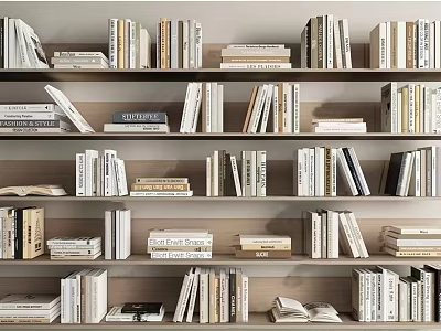Full Wooden Bookshelf With Rows Of Books And Assorted Magazines On Multiple Shelves 3d model