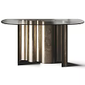 Modern Console Table With Metallic Frame And Glass Top For Entryway Home Decor 3d model