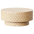 Round Wooden Coffee Table With Woven Design And Smooth Top Surface 3d model