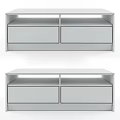 Light Wood And Black TV Stand With Drawers And Open Shelf Design