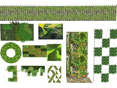 Creative Living Plant Wall Design Ideas With Various Shapes And Decorative Elements 3d model