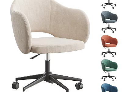 Office Desk Chair Combination With Armrest Design Multiple Colors Beige Blue Orange Green Caster Wheels 3d model