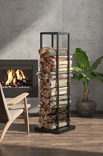 Modern firewood rack 3d model