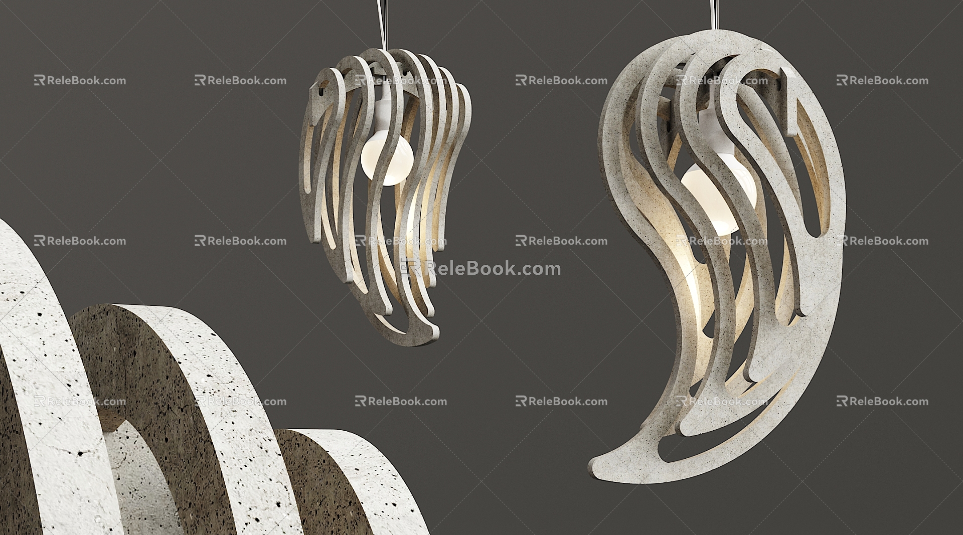 Industrial LOFT chandelier cement jade shape chandelier 3d model