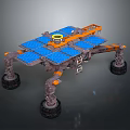 Mars Exploration Rover With Solar Panels Mechanical Arm Metallic Frame And Wheels 3d model