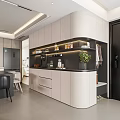 Modern Curved Sideboard Cabinet With Built In LED Light And Large Multifunctional Storage Design
