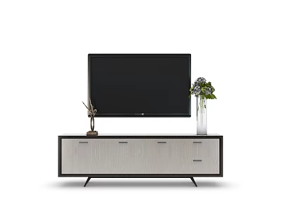 Modern TV Stand with Drawers Featuring TV Vase and Decorative Figurine 3d model