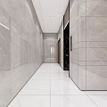 Modern Elevator Hallway With Marble Walls White Floor And Lighting Design 3d model