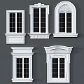 Various Design Casement Windows With Decorative White Frames And Architectural Styles 3d model