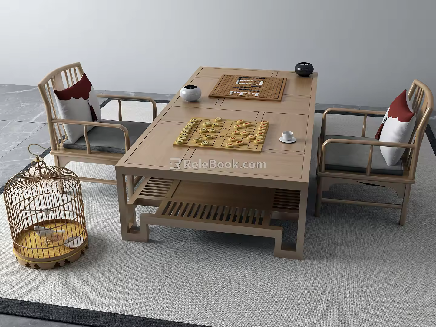 New Chinese Go Table Tea Table Go Chess 3d model