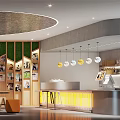 Modern Milk Tea Shop Interior Design With Green Plant Bar And Pendant Lights