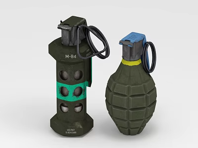 Military Weapon Hand Grenades Featuring M36 Model With Green Design And Blue Top 3d model